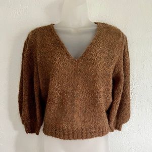 Vintage Cropped Sweater w/ Puffed Sleeves
